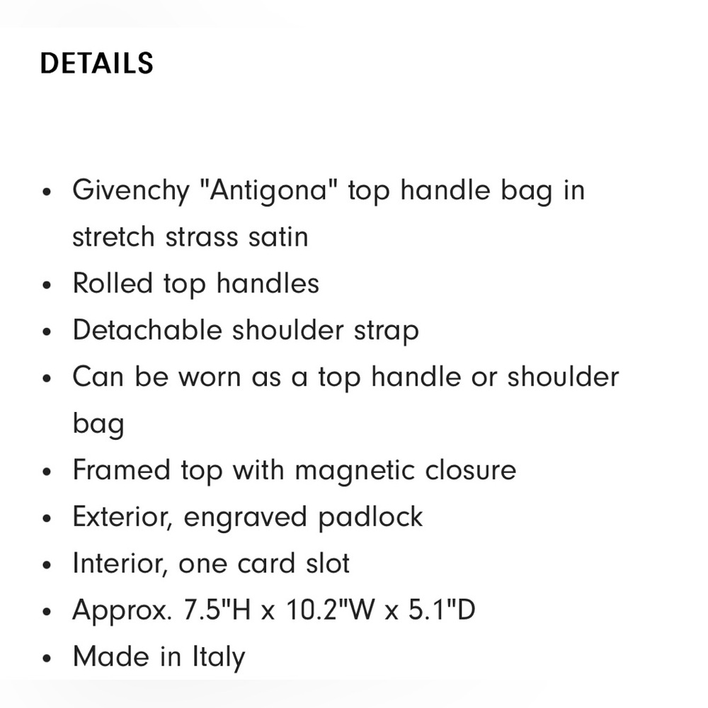 ❌SOLD❤️NWT*Givenchy Antigona Stretch Mini Top Handle in Satin Strass - Picture 8 of 8